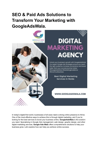SEO & Paid Ads Solutions to Transform Your Marketing with GoogleAdsWala