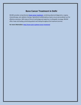 Bone Cancer Treatment in Delhi