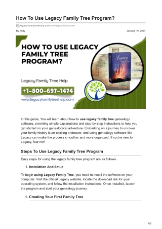 How To Use Legacy Genealogy Program