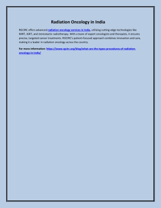Radiation Oncology in India