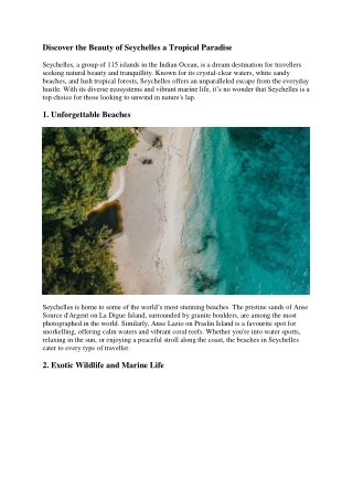 Discover the Beauty of Seychelles a Tropical Paradise