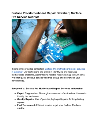 Surface Pro Motherboard Repair Bawshar _ Surface Pro Service Near Me