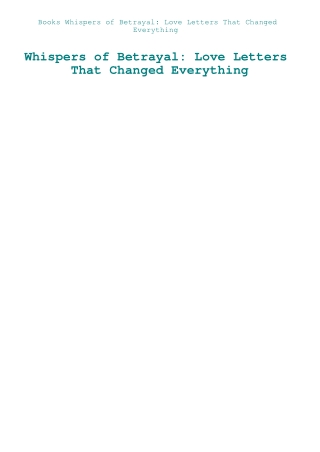 Books Whispers of Betrayal Love Letters That Changed Everything