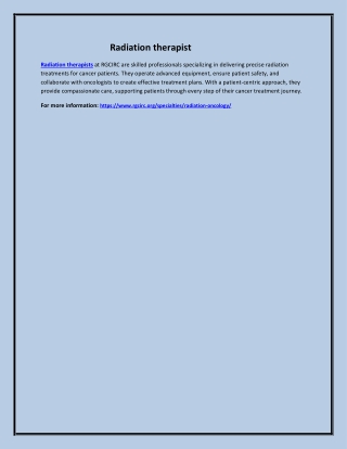 Radiation therapist