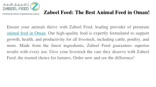 Zabeel Feed_ The Best Animal Feed in Oman!
