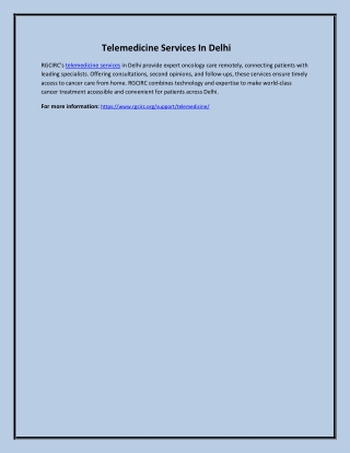 Telemedicine Services In Delhi