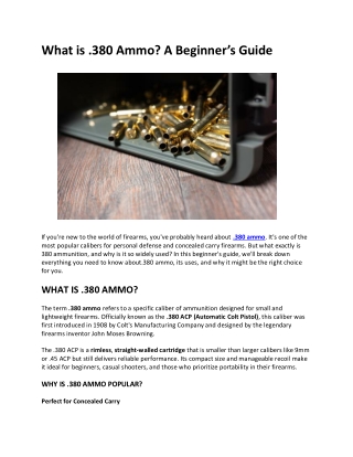 What is .380 Ammo A Beginner’s Guide