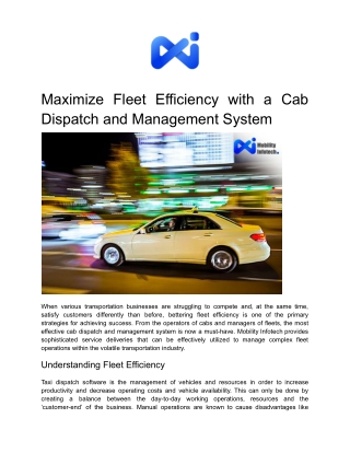 Maximize Fleet Efficiency with a Cab Dispatch and Management System