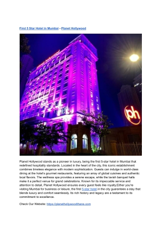 First 5 Star Hotel in Mumbai - Planet Hollywood
