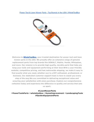 Power Tool & Lawn Mower Parts - Top Brands in the USA _ WholeToolBox