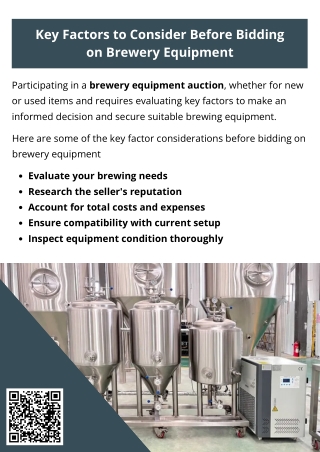 Key Factors to Consider Before Bidding on Brewery Equipment