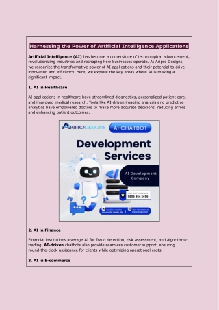 Harnessing the Power of Artificial Intelligence Applications