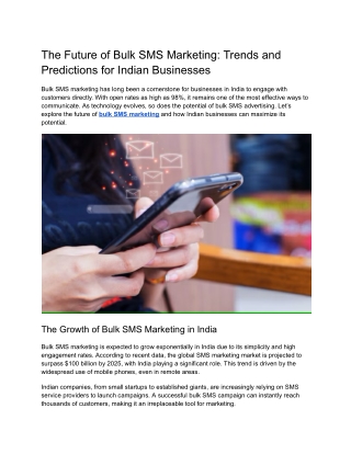 The Future of Bulk SMS Marketing: Trends and Predictions for Indian Businesses