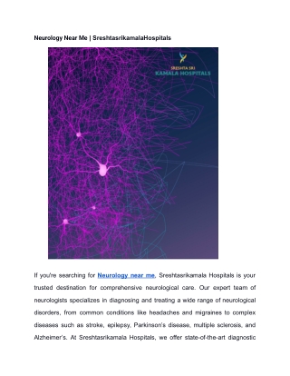 Neurology Near Me _ SreshtasrikamalaHospitals