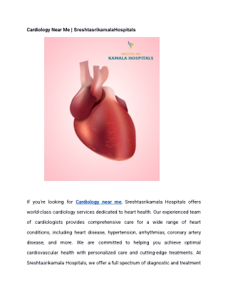 Cardiology Near Me _ SreshtasrikamalaHospitals