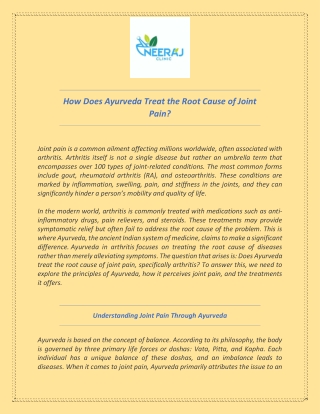 How Does Ayurveda Treat the Root Cause of Joint Pain