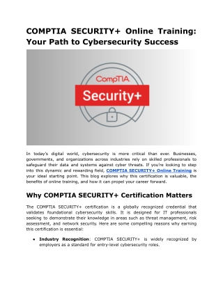 COMPTIA SECURITY  Online Training_ Your Path to Cybersecurity Success