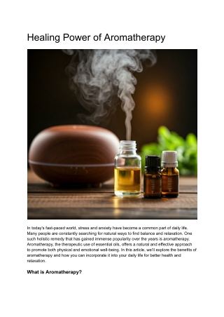 Healing Power of Aromatherapy