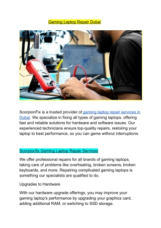 Gaming Laptop Repair Dubai