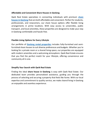 Affordable and Convenient Share Houses in Geelong
