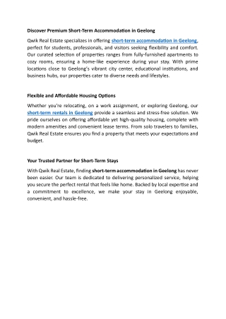 Discover Premium Short-Term Accommodation in Geelong
