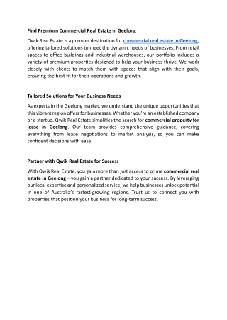 Find Premium Commercial Real Estate in Geelong