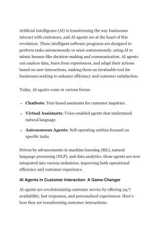 AI Agent Enhancing Customer Interaction