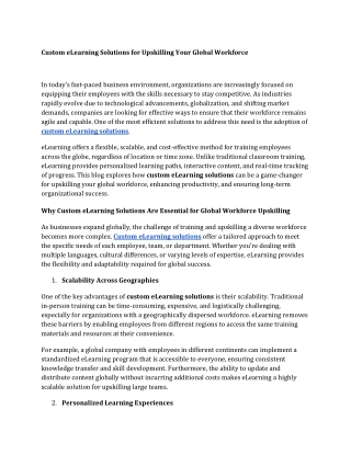 Custom eLearning Solutions for Upskilling Your Global Workforce