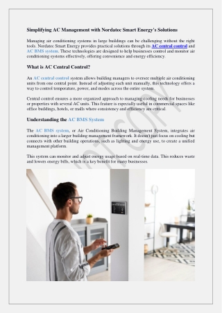 Simplifying AC Management with Nordatec Smart Energy's Solutions