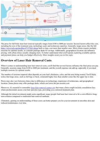 Laser Hair Removal Full Body Price