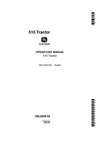 John Deere 510 Tractor Operator’s Manual Instant Download (Publication No.OML25009)