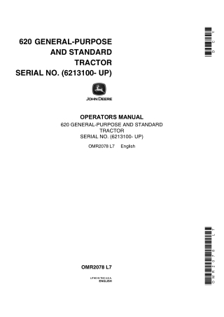 John Deere 620 General-Purpose and Standard Tractors Operator’s Manual Instant Download (Pin.6213100-up) (Publication No