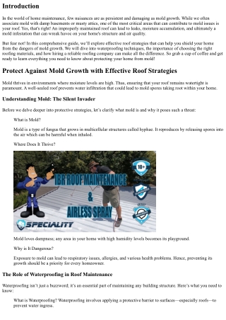 “Protect Against Mold Growth with Effective Roof Strategies”