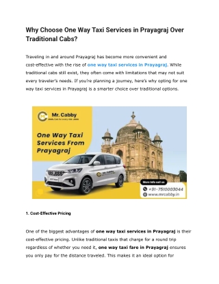 Book One Way Taxi Services in Prayagraj.pdf