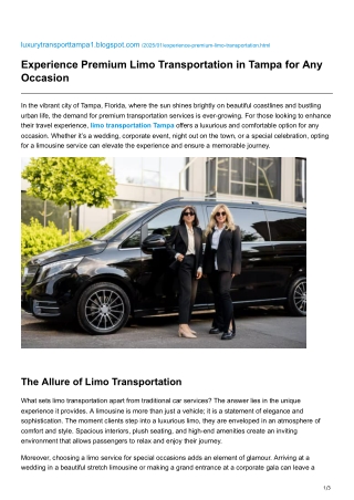 Experience Premium Limo Transportation in Tampa for Any Occasion