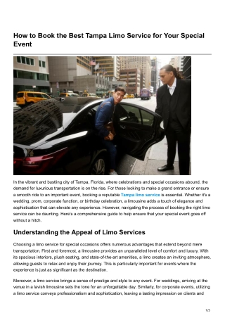 How to Book the Best Tampa Limo Service for Your Special