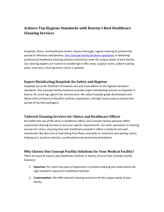 Achieve Top Hygiene Standards with Kearny’s Best Healthcare Cleaning Services