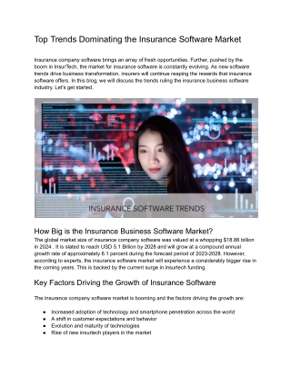 Top Trends Dominating the Insurance Software Market