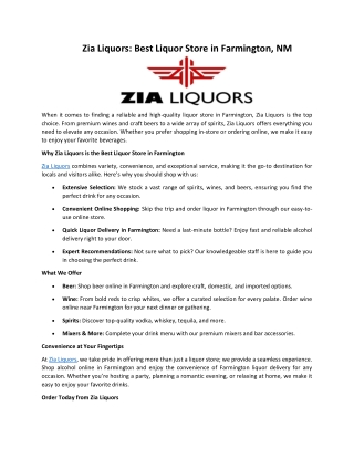 Zia Liquors: Best Liquor Store in Farmington, NM