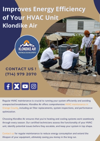 Improves Energy Efficiency of Your HVAC Unit with Klondike Air