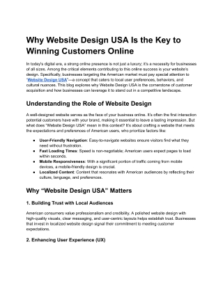 Why Website Design USA Is the Key to Winning Customers Online