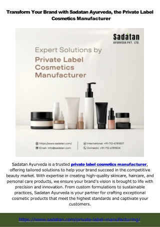 Elevate Your Brand with a Private Label Cosmetics Manufacturer and Custom Formulation Solutions