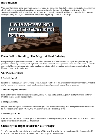 From Dull to Dazzling: The Magic of Roof Painting