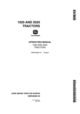John Deere 1020 and 2020 Tractors Operator’s Manual Instant Download (Publication No.OMR48388)