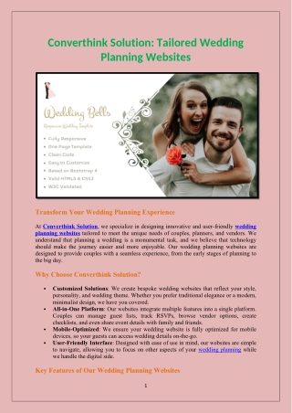 Converthink Solution: Tailored Wedding Planning Websites