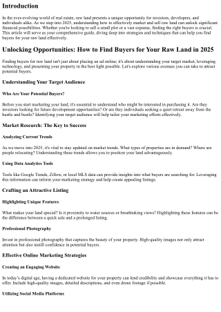 Unlocking Opportunities: How to Find Buyers for Your Raw Land in 2025