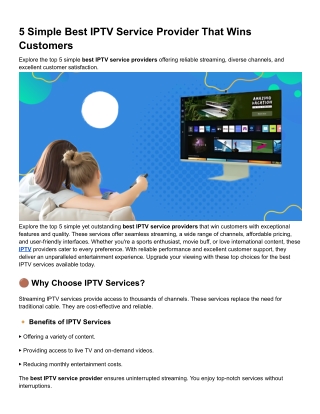 5 Simple Best IPTV Service Provider That Wins Customers
