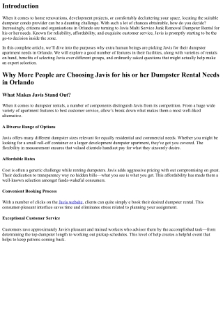 Why More People are Choosing Javis for his or her Dumpster Rental Needs in Orlan