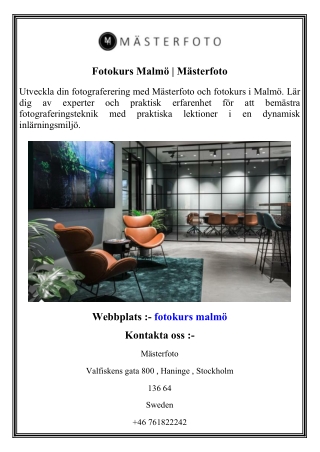 Fotokurs Malmö   Mästerfoto