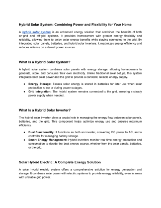 Hybrid Solar System